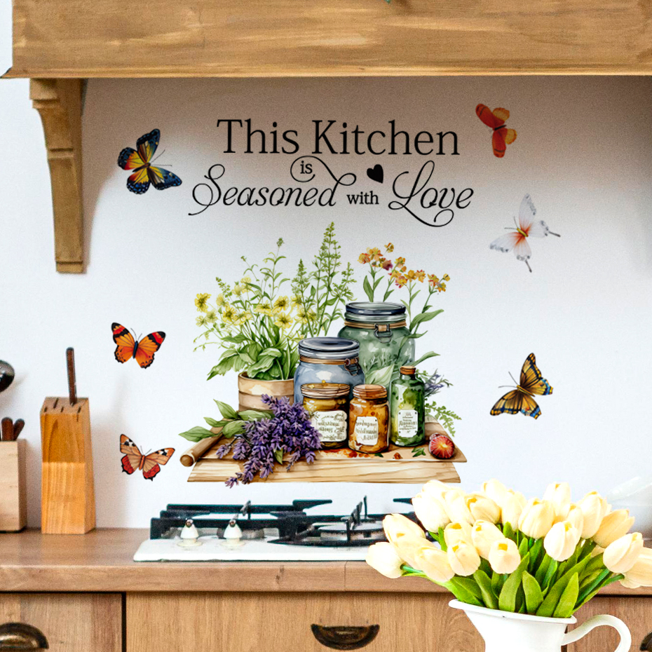 Home Cooking Quotes - Kitchen Herbs Cooking Art Butterfly Flower