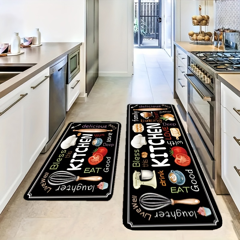 Home Cooking Quotes - Colorful Kitchen Baking Cooking Food Carpet