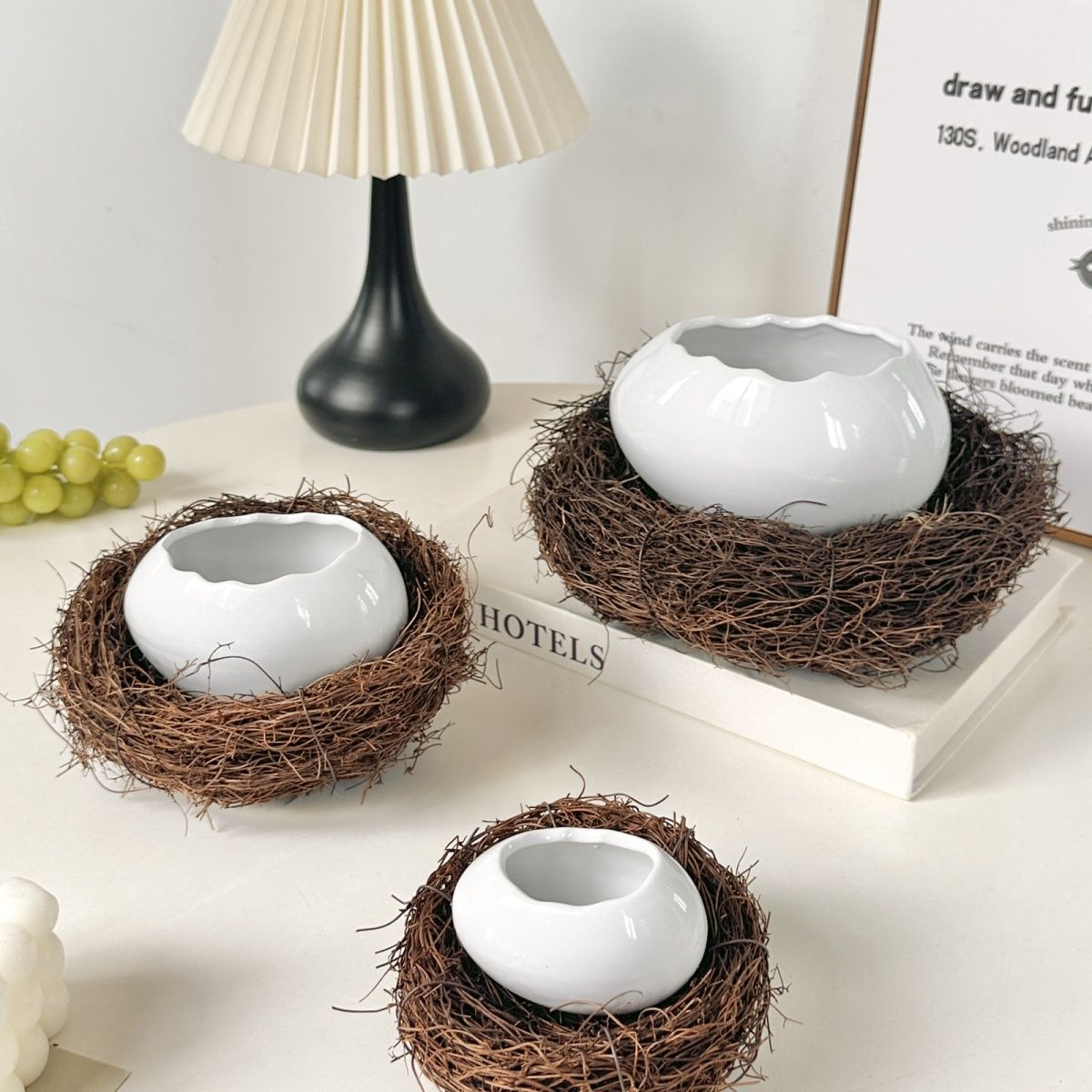 Home Cooking Dishes - Modern Bird's Nest Ostrich White Eggshell