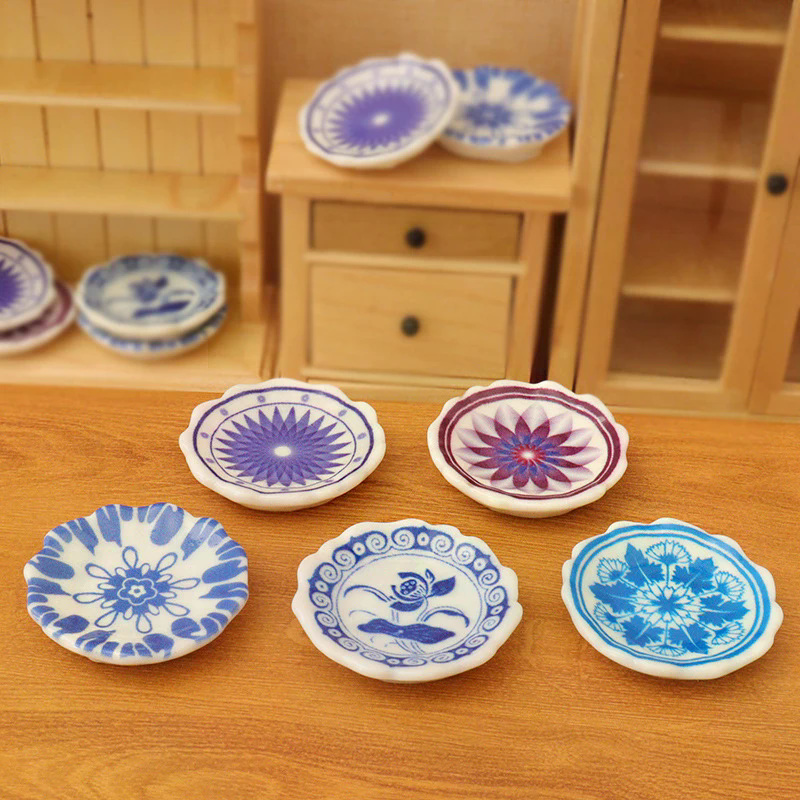 Home Cooking Dishes - 5Pcs 1:12 Dollhouse Miniature Dining Plates