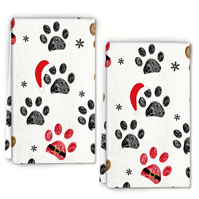 Home Cooking For Dogs - 2Pcs, Red Christmas Hat Dog Paw