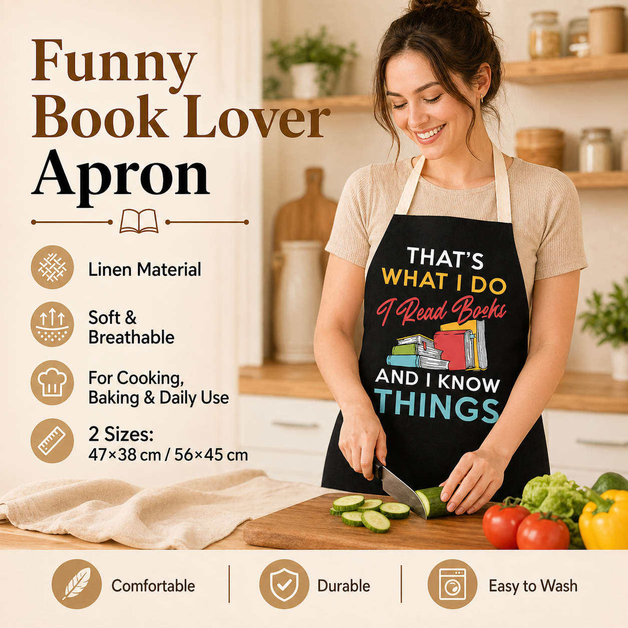 Book Lover Funny Quote Linen A - Home Cooking Quotes のレビューと価格