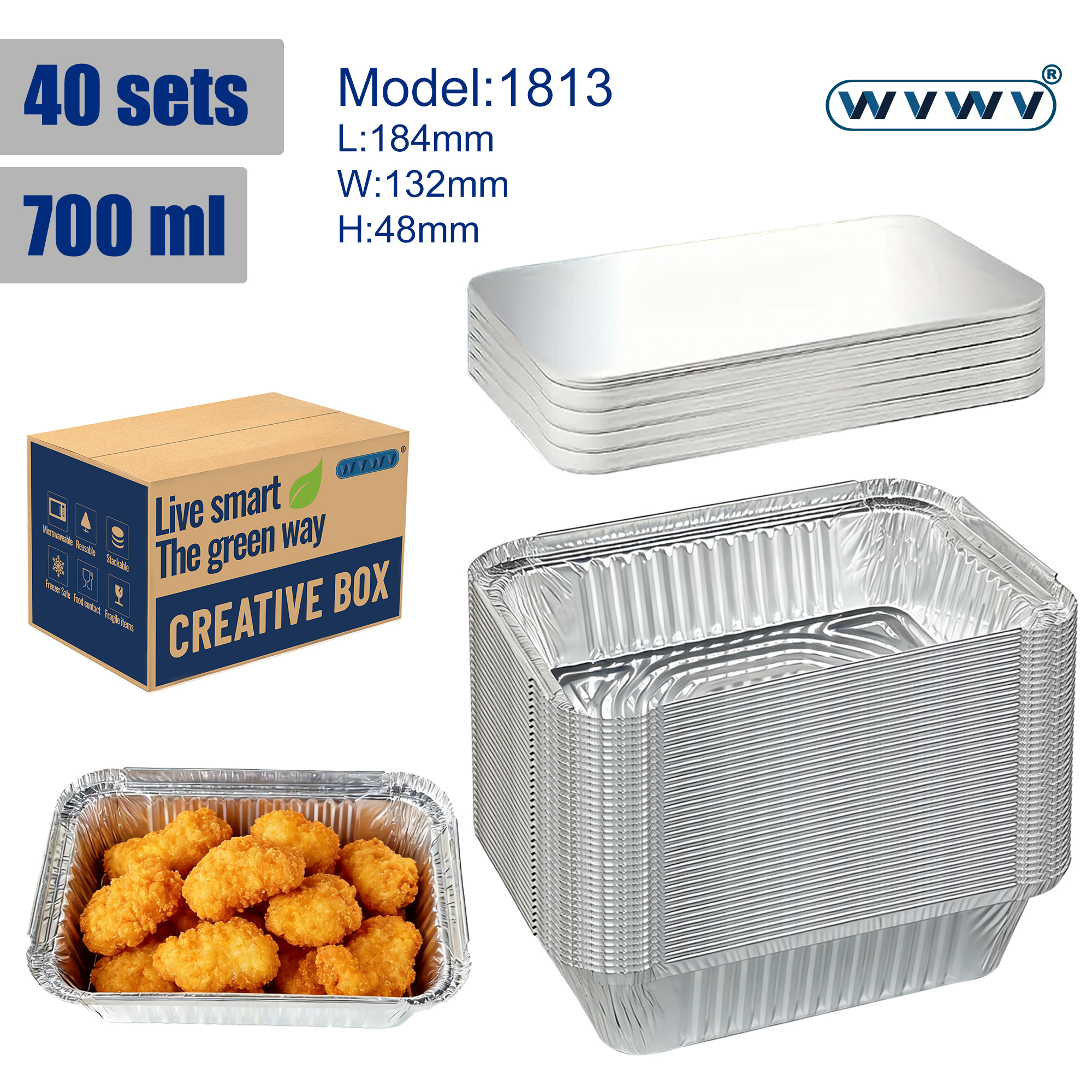 40 Containers + 40 Lids, Silve - Home Cooking Meal のレビューと価格