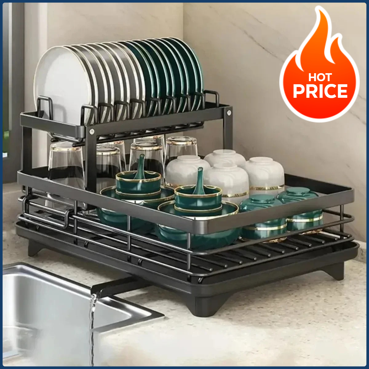 Double Layer Bowl Rack Adjusta - Home Cooking Dishes のレビューと価格