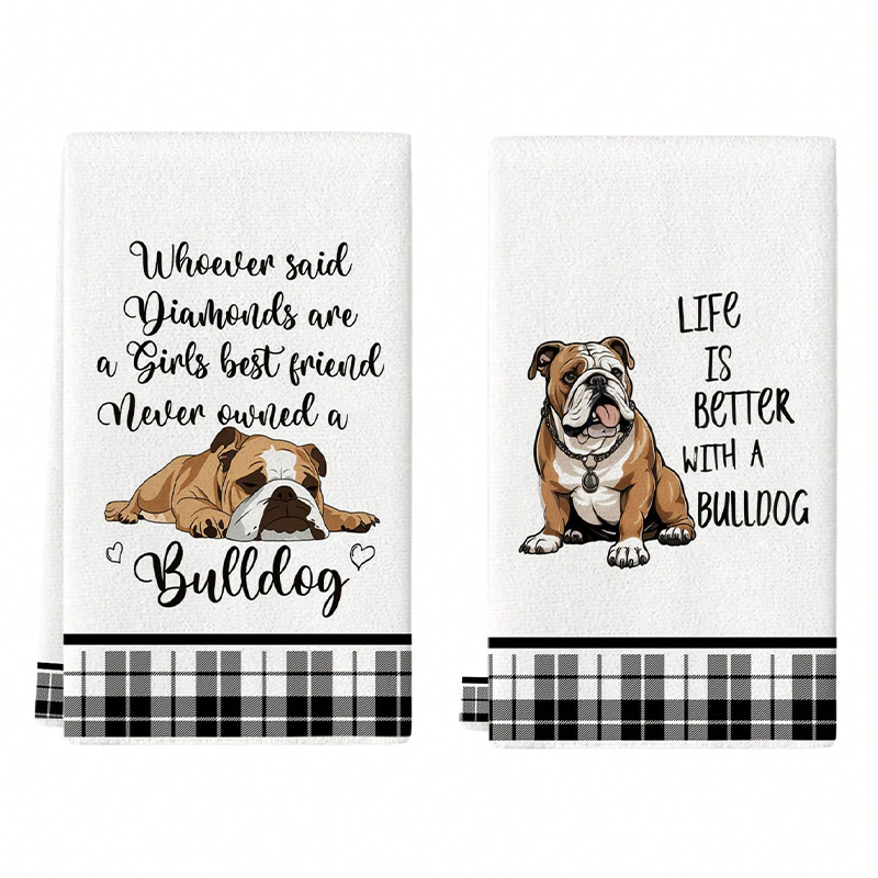2Pcs, Bulldog Cute Quotes Kitc - Home Cooking Quotes のレビューと価格