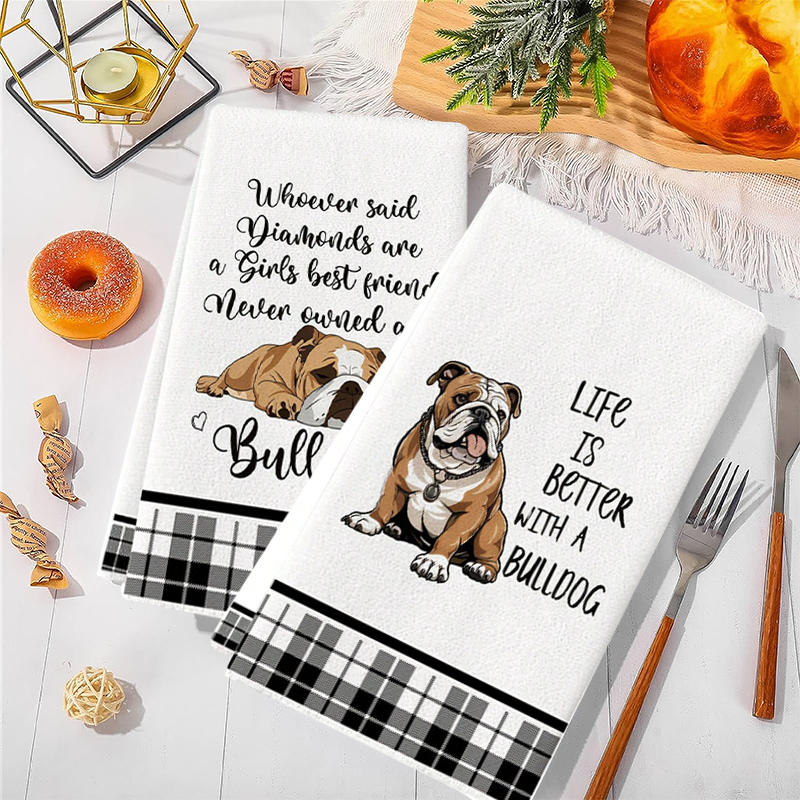 2Pcs, Bulldog Cute Quotes Kitc - Home Cooking Quotes のレビューと価格