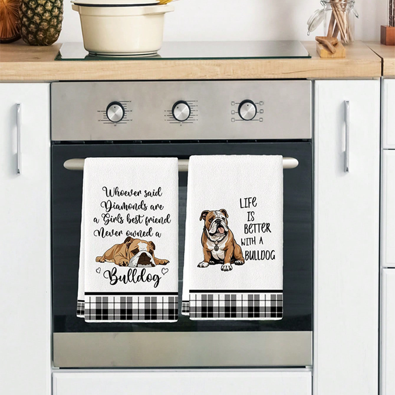 2Pcs, Bulldog Cute Quotes Kitc - Home Cooking Quotes のレビューと価格