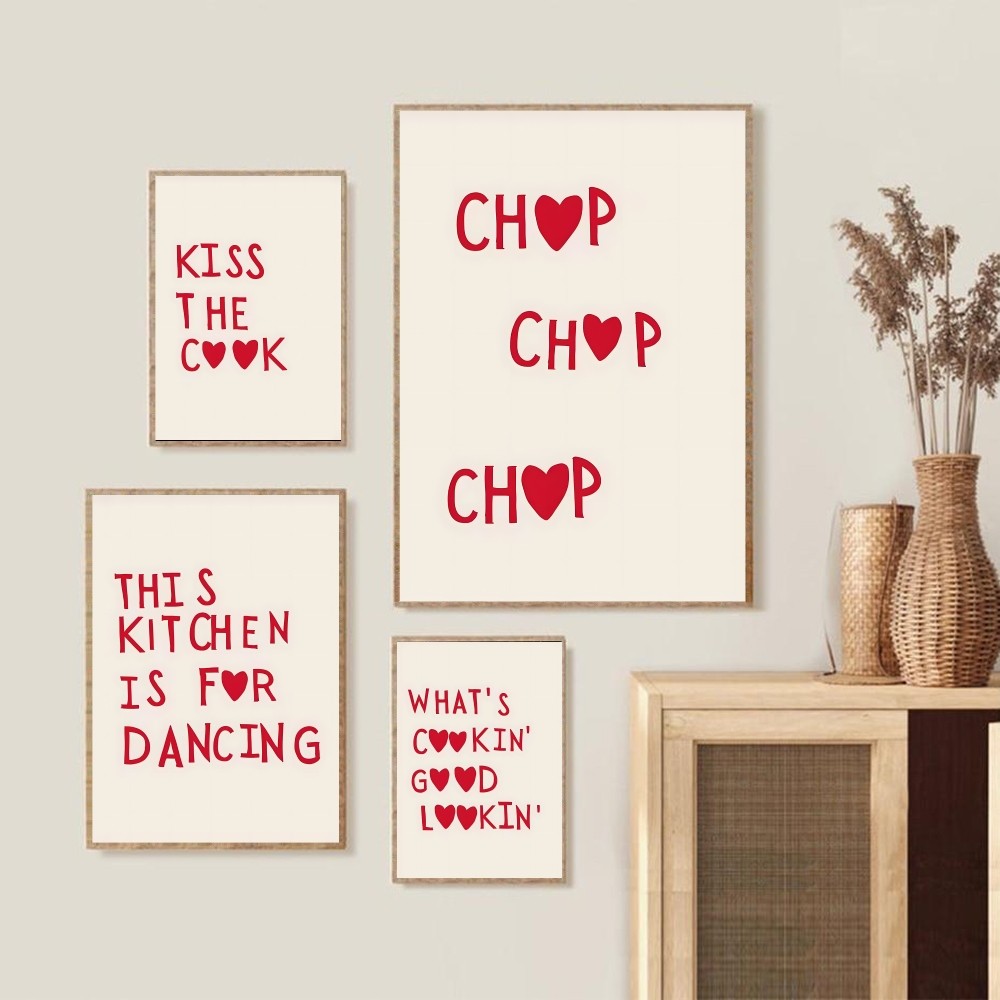 Nordic Minimalist Heart Red Qu - Home Cooking Quotes のレビューと価格