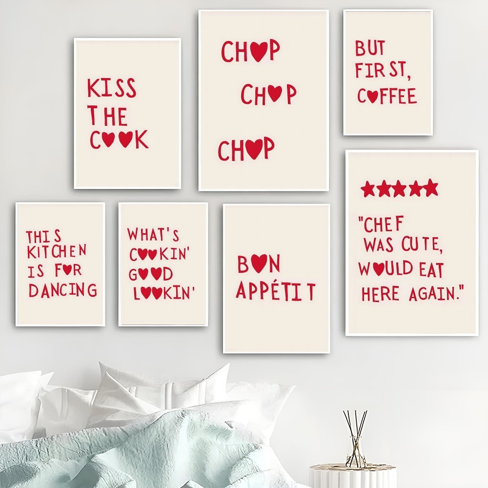 Nordic Minimalist Heart Red Qu - Home Cooking Quotes のレビューと価格